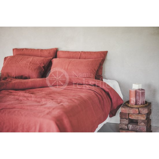 Linen pillowcase BROWN-RED